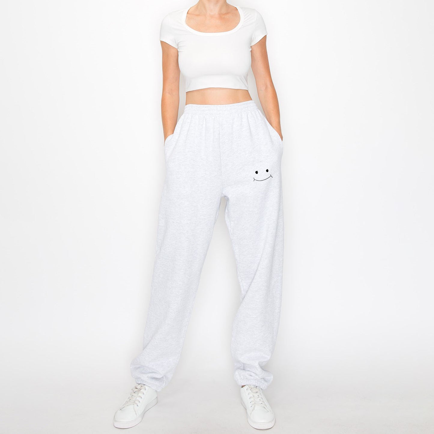 French Terry Fleece Sweatpants - Smile